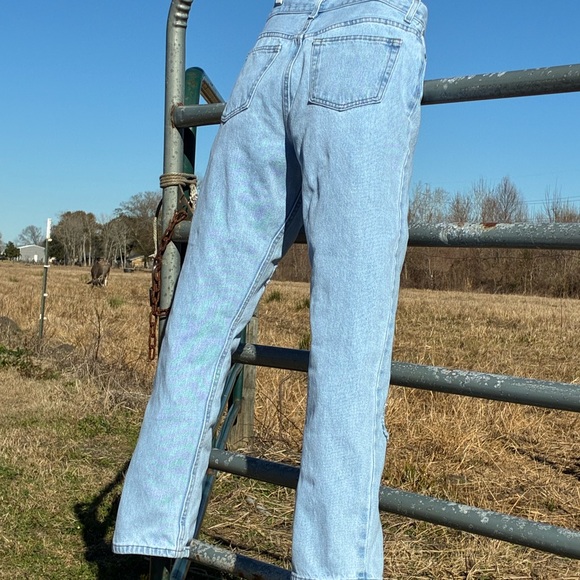 George Light Blue Straight Jeans with Purple/Gold LSU Tigers Patches - Picture 5 of 11